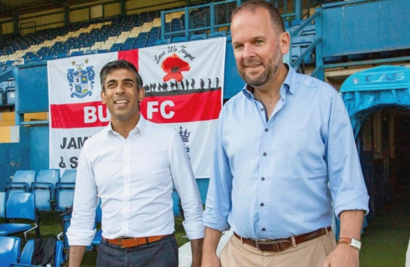 James Daly MP and The Prime Minister, Rishi Sunak MP at Gigg Lane