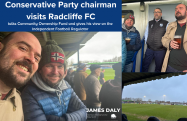 Richard Holden visits Radcliffe FC with James Daly 