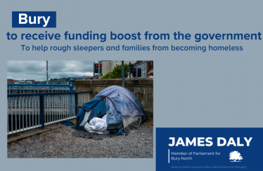 Bury to receive funding to help prevent homelessness and support rough sleepers 
